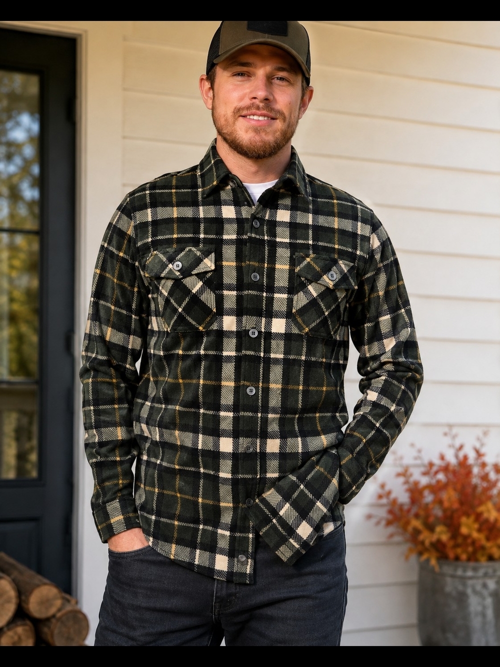 Freedom Foundry Men’s XXL Plaid Flannel Shirt Green Black Button Front NWT